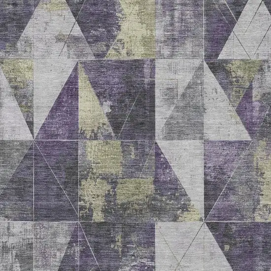 Purple And Gold Geometric Washable Indoor Outdoor Area Rug Photo 3