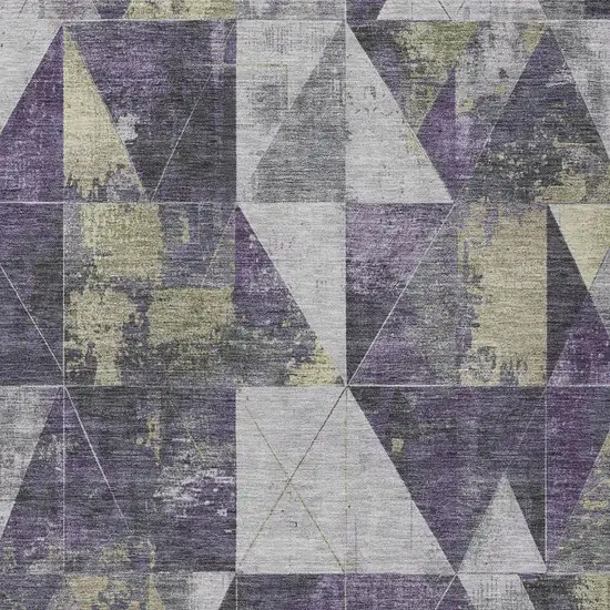 Purple And Gold Geometric Washable Indoor Outdoor Area Rug Photo 9