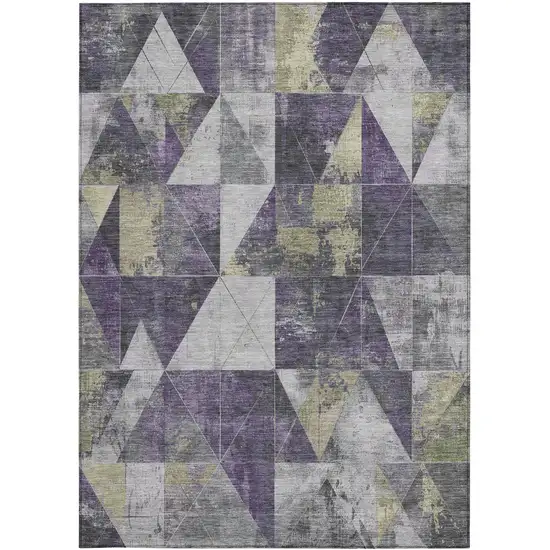 Purple And Gold Geometric Washable Indoor Outdoor Area Rug Photo 4