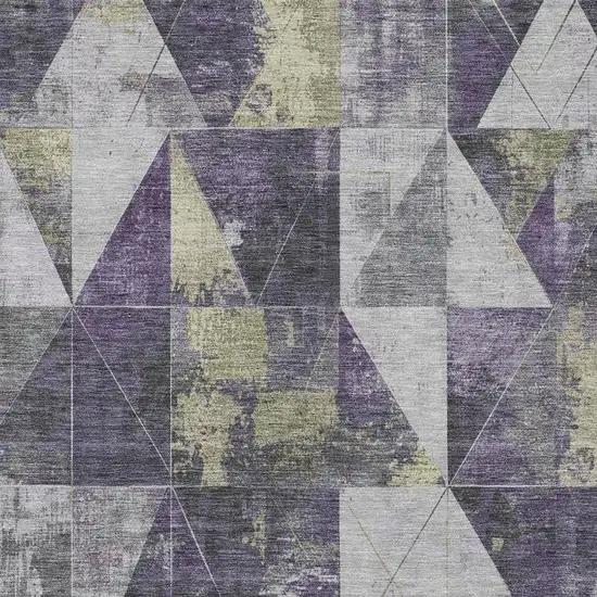 Purple And Gold Geometric Washable Indoor Outdoor Area Rug Photo 3