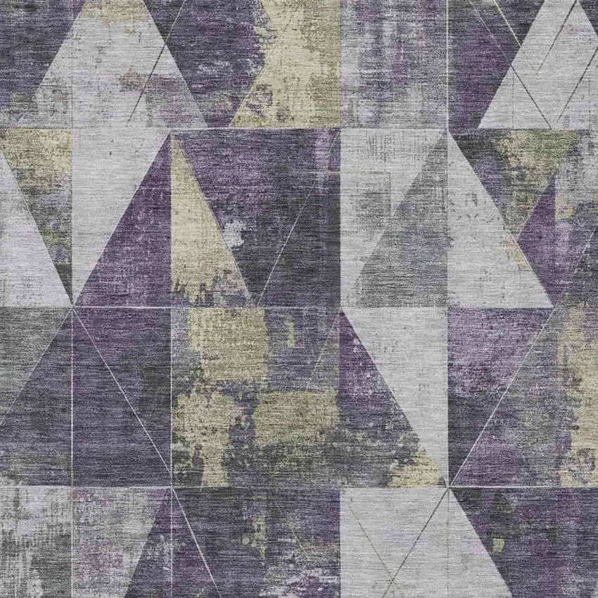 Purple And Gold Geometric Washable Indoor Outdoor Area Rug Photo 3