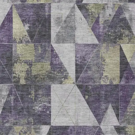 Purple And Gold Geometric Washable Indoor Outdoor Area Rug Photo 4