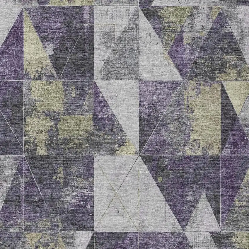Purple And Gold Geometric Washable Indoor Outdoor Area Rug Photo 4