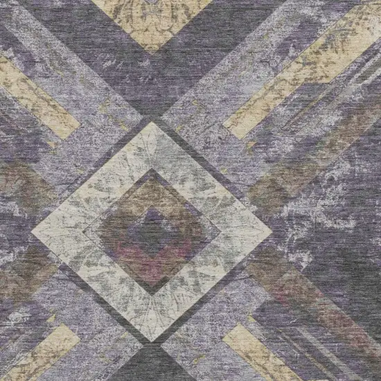 Purple And Gold Geometric Washable Indoor Outdoor Area Rug Photo 3