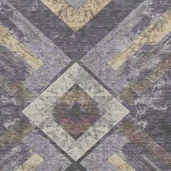 Purple And Gold Geometric Washable Indoor Outdoor Area Rug Photo 3