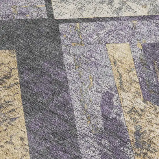 Purple And Gold Geometric Washable Indoor Outdoor Area Rug Photo 3