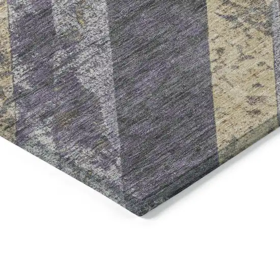 Purple And Gold Geometric Washable Indoor Outdoor Area Rug Photo 9