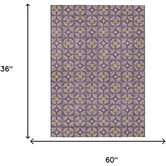 Purple And Gold Geometric Washable Indoor Outdoor Area Rug Photo 7
