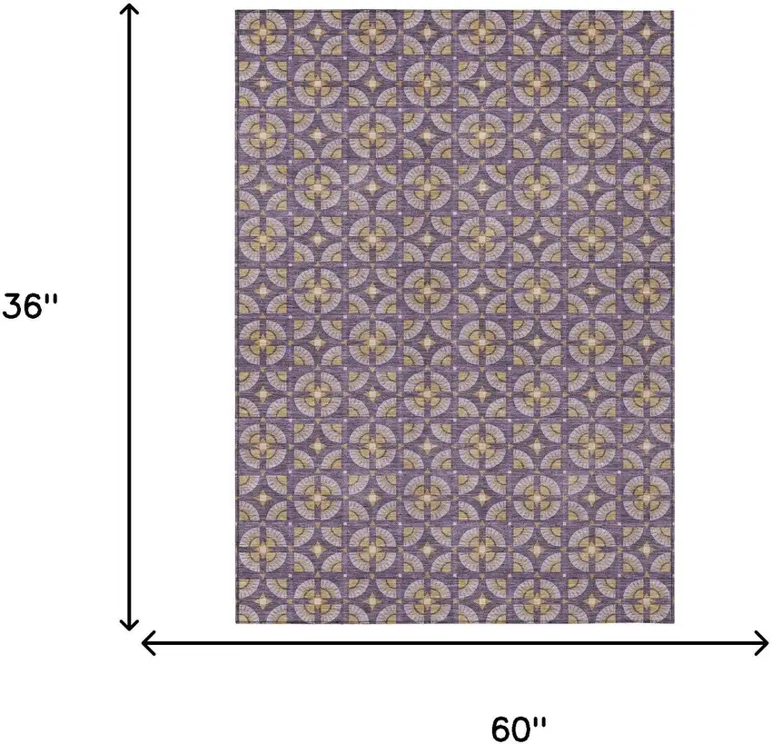 Purple And Gold Geometric Washable Indoor Outdoor Area Rug Photo 7