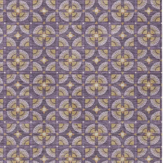Purple And Gold Geometric Washable Indoor Outdoor Area Rug Photo 3