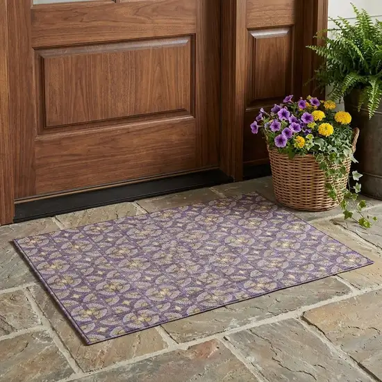 Purple And Gold Geometric Washable Indoor Outdoor Area Rug Photo 1