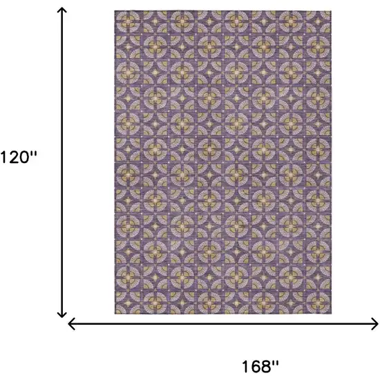 Purple And Gold Geometric Washable Indoor Outdoor Area Rug Photo 7