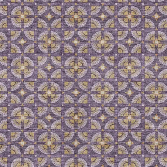 Purple And Gold Geometric Washable Indoor Outdoor Area Rug Photo 3