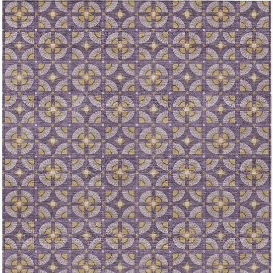 Purple And Gold Geometric Washable Indoor Outdoor Area Rug Photo 4