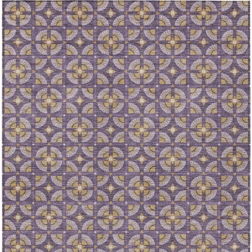 Purple And Gold Geometric Washable Indoor Outdoor Area Rug Photo 4