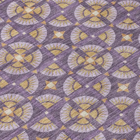 Purple And Gold Geometric Washable Indoor Outdoor Area Rug Photo 6