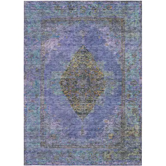 Purple And Gold Medallion Washable Indoor Outdoor Area Rug Photo 3