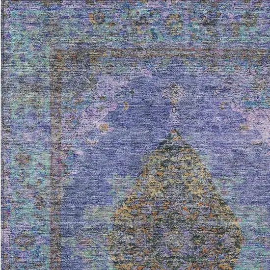Purple And Gold Medallion Washable Indoor Outdoor Area Rug Photo 4