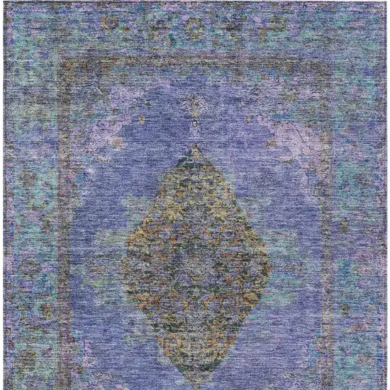 Purple And Gold Medallion Washable Indoor Outdoor Area Rug Photo 8