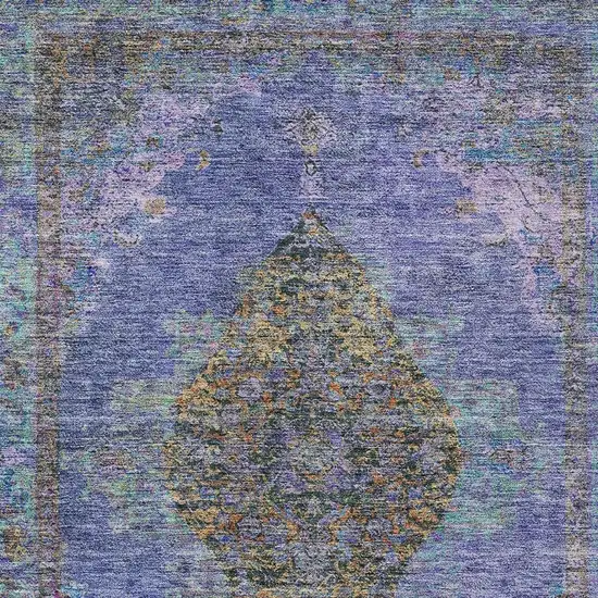 Purple And Gold Medallion Washable Indoor Outdoor Area Rug Photo 3