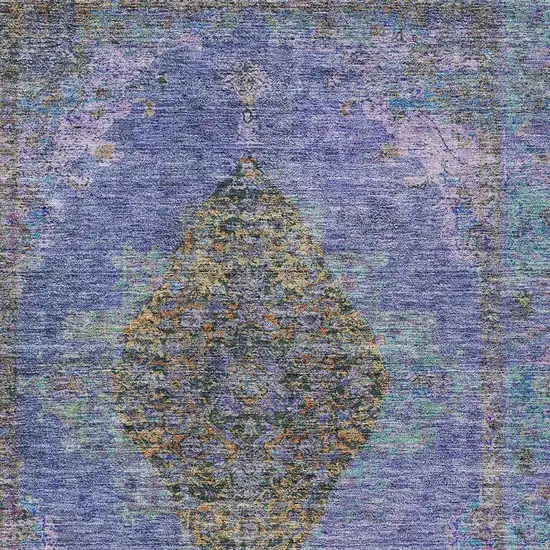 Purple And Gold Medallion Washable Indoor Outdoor Area Rug Photo 3