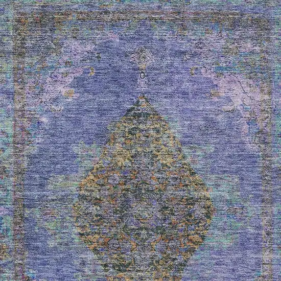 Purple And Gold Medallion Washable Indoor Outdoor Area Rug Photo 3