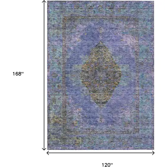 Purple And Gold Medallion Washable Indoor Outdoor Area Rug Photo 9