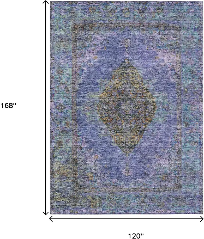 Purple And Gold Medallion Washable Indoor Outdoor Area Rug Photo 9