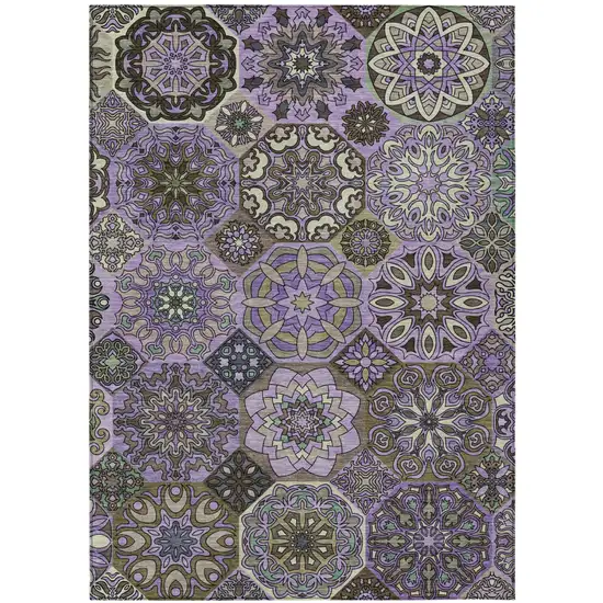 Purple And Graphite Patchwork Washable Indoor Outdoor Area Rug Photo 2