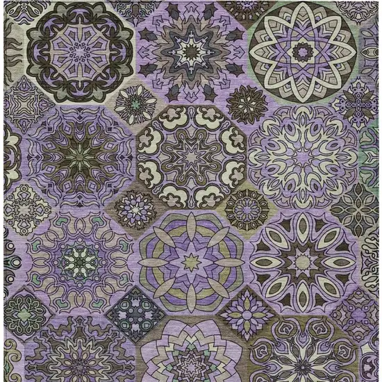 Purple And Graphite Patchwork Washable Indoor Outdoor Area Rug Photo 4