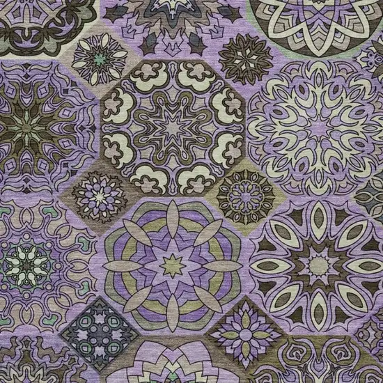 Purple And Graphite Patchwork Washable Indoor Outdoor Area Rug Photo 3