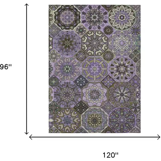 Purple And Graphite Patchwork Washable Indoor Outdoor Area Rug Photo 7