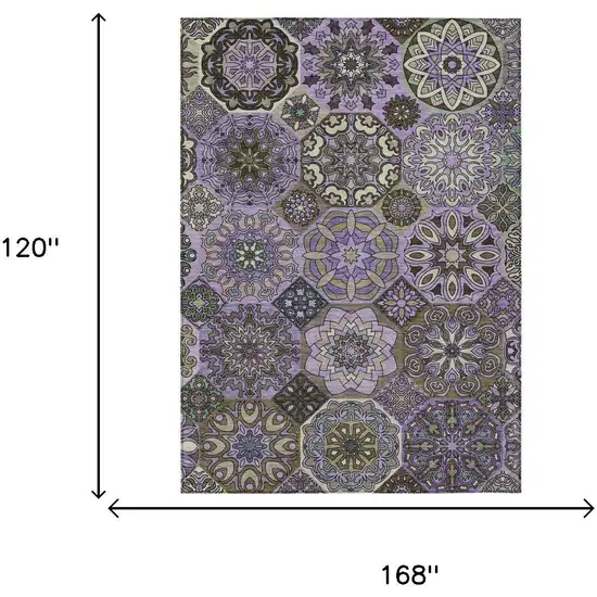 Purple And Graphite Patchwork Washable Indoor Outdoor Area Rug Photo 7