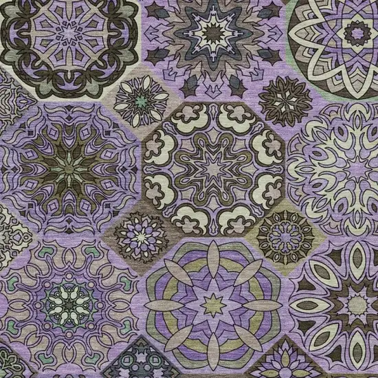 Purple And Graphite Patchwork Washable Indoor Outdoor Area Rug Photo 3