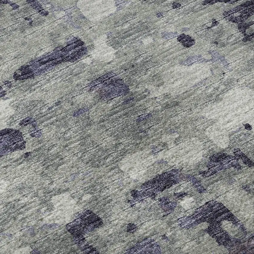 Purple And Gray Abstract Washable Area Rug With UV Protection Photo 9
