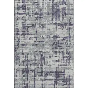 Photo of Purple And Gray Abstract Washable Area Rug With UV Protection