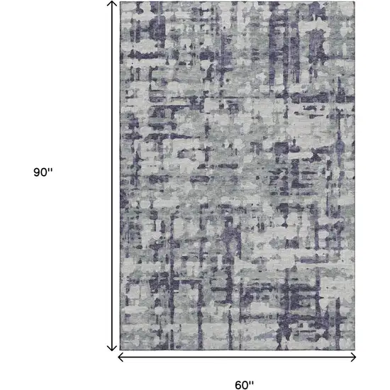 Purple And Gray Abstract Washable Area Rug With UV Protection Photo 3