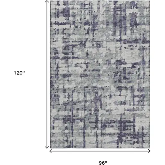 Purple And Gray Abstract Washable Area Rug With UV Protection Photo 3