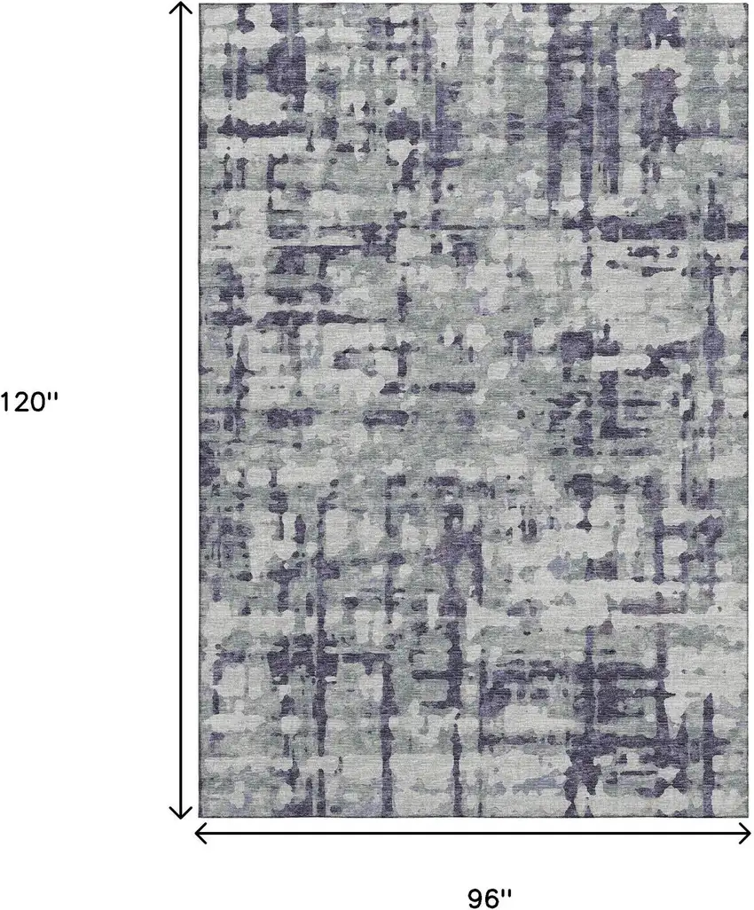 Purple And Gray Abstract Washable Area Rug With UV Protection Photo 3