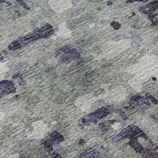 Purple And Gray Abstract Washable Area Rug With UV Protection Photo 9