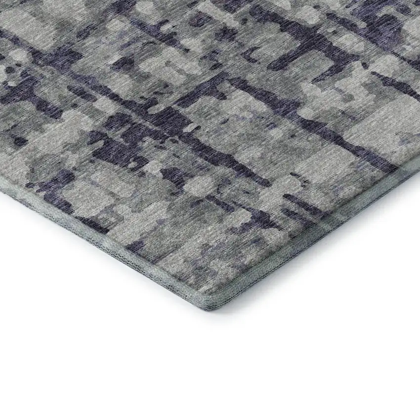 Purple And Gray Abstract Washable Area Rug With UV Protection Photo 8