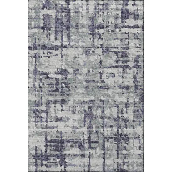 Purple And Gray Abstract Washable Area Rug With UV Protection Photo 4