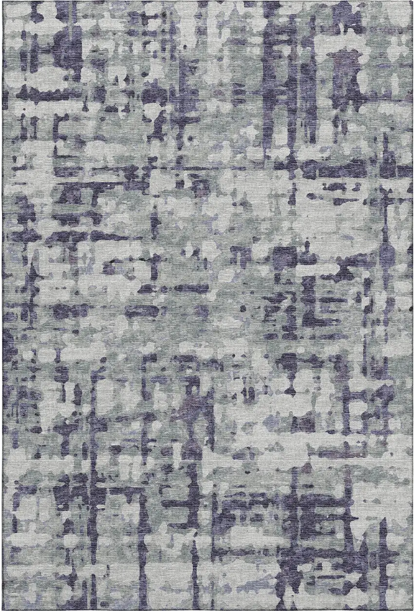 Purple And Gray Abstract Washable Area Rug With UV Protection Photo 2