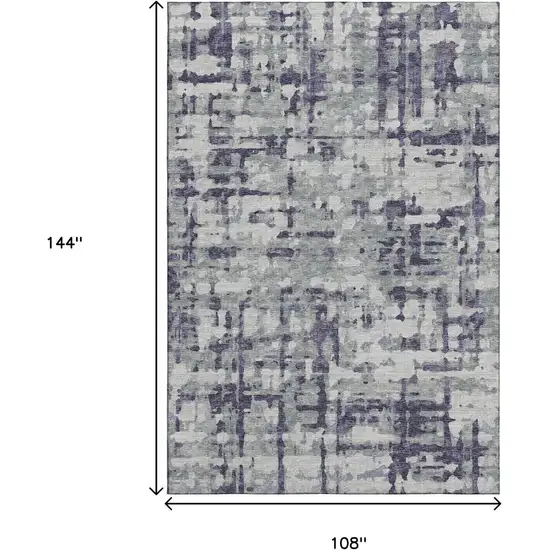 Purple And Gray Abstract Washable Area Rug With UV Protection Photo 3