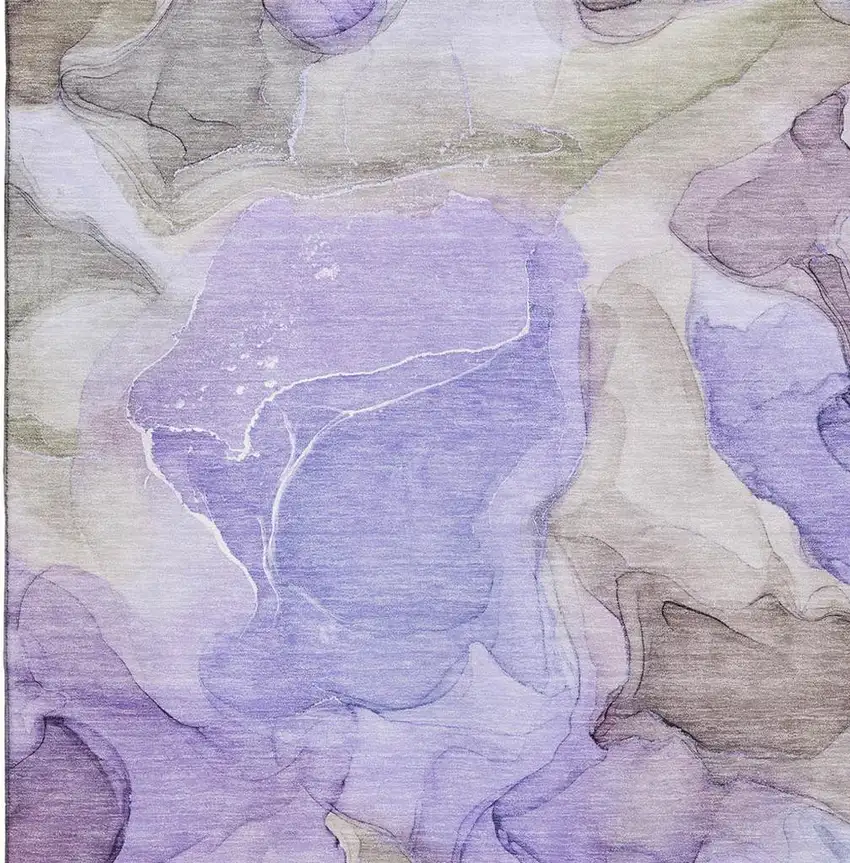 Purple And Gray Abstract Washable Area Rug With UV Protection Photo 4