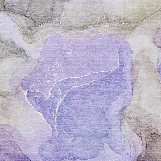 Purple And Gray Abstract Washable Area Rug With UV Protection Photo 3