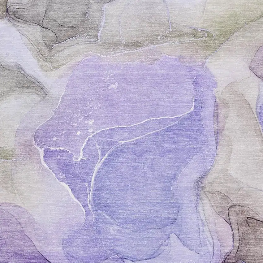 Purple And Gray Abstract Washable Area Rug With UV Protection Photo 3