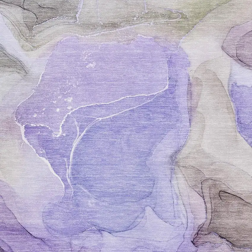 Purple And Gray Abstract Washable Area Rug With UV Protection Photo 8