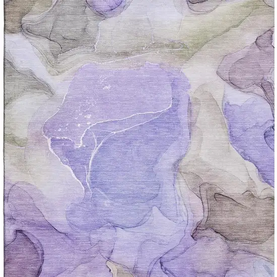 Purple And Gray Abstract Washable Area Rug With UV Protection Photo 9