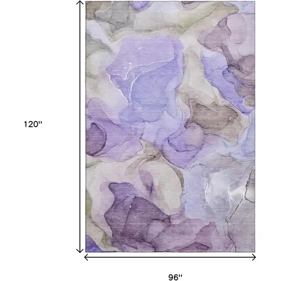 Purple And Gray Abstract Washable Area Rug With UV Protection Photo 3